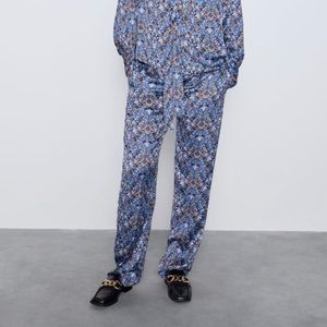 NWT Zara straight-leg floral print pants